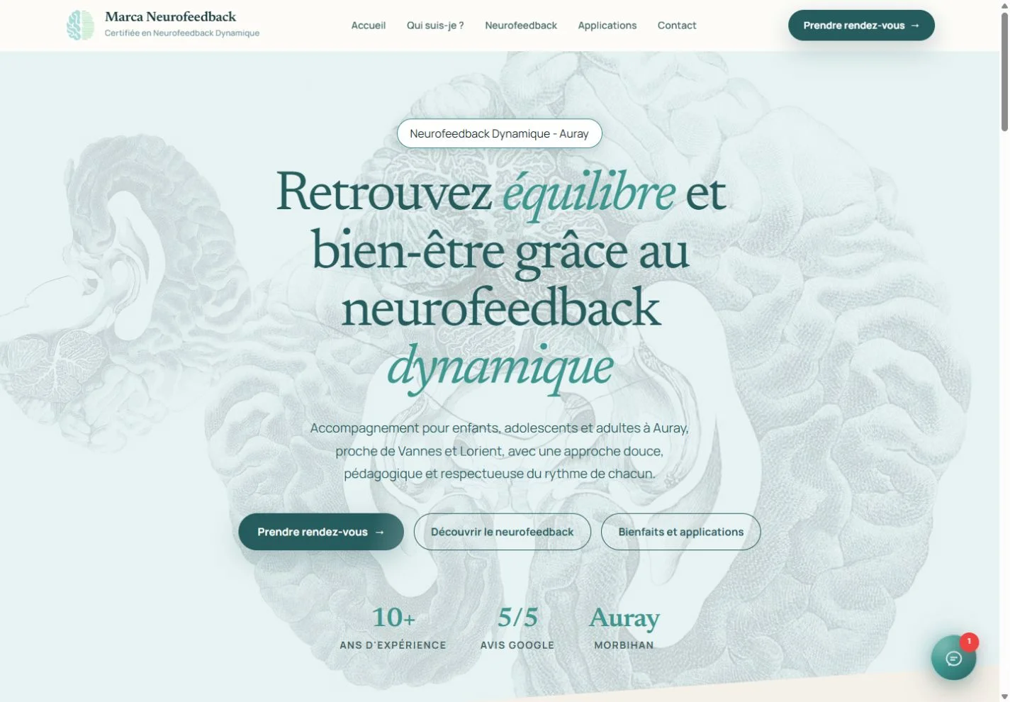 Le site réalisé par 2BSeen pour Dorothée Marca, praticienne en neurofeedback et hypnose