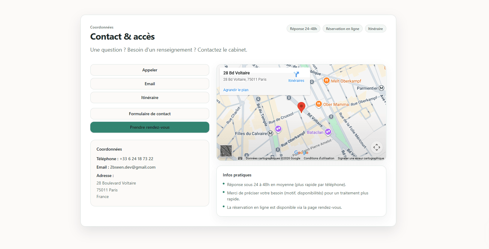 Contact - Conversion immédiate