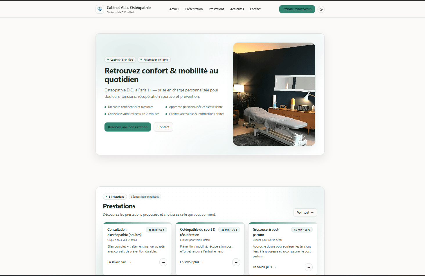 Exemple - site démo paramédical