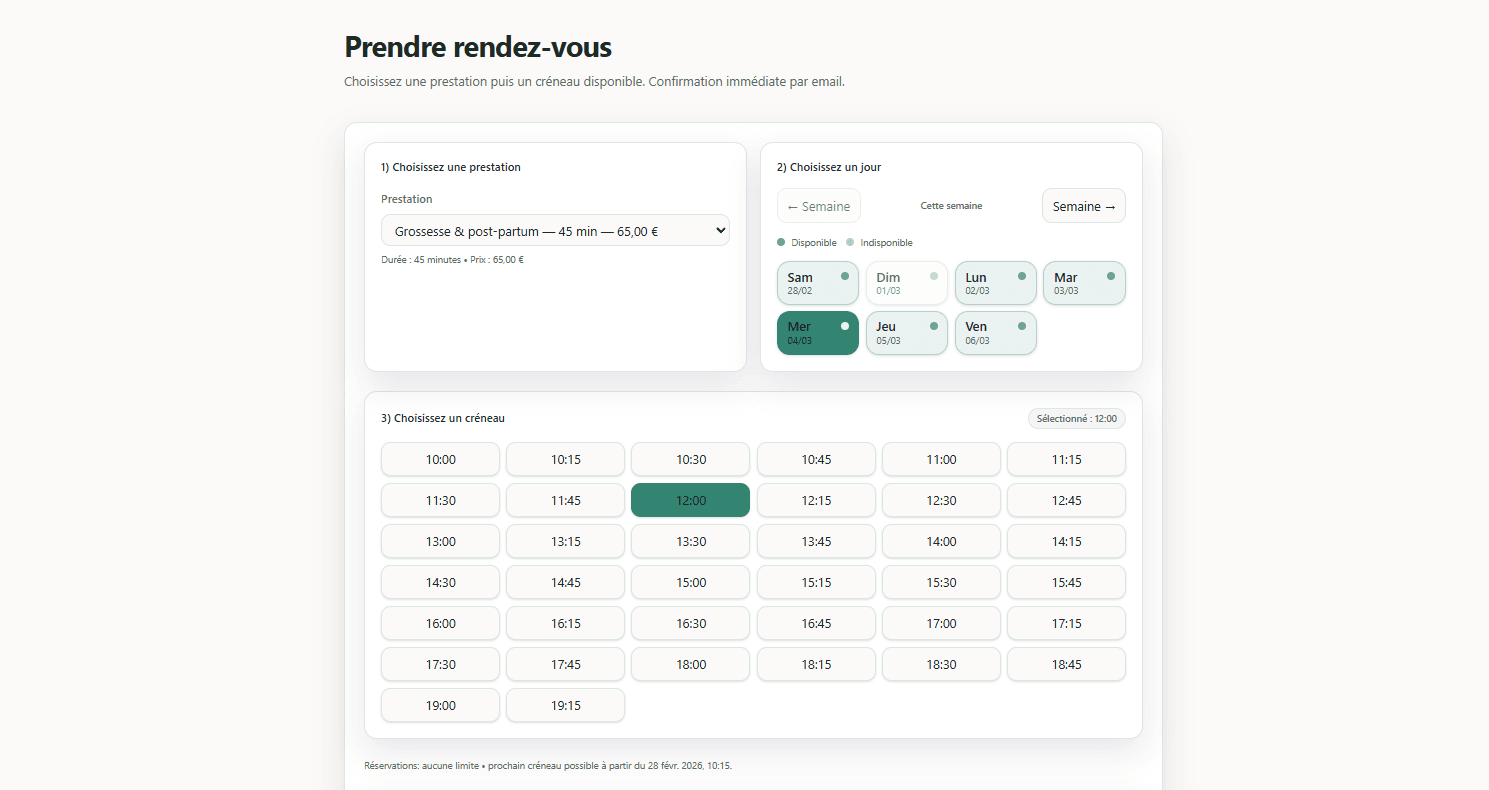 Prise de rendez-vous - Rapidité et ergonomie